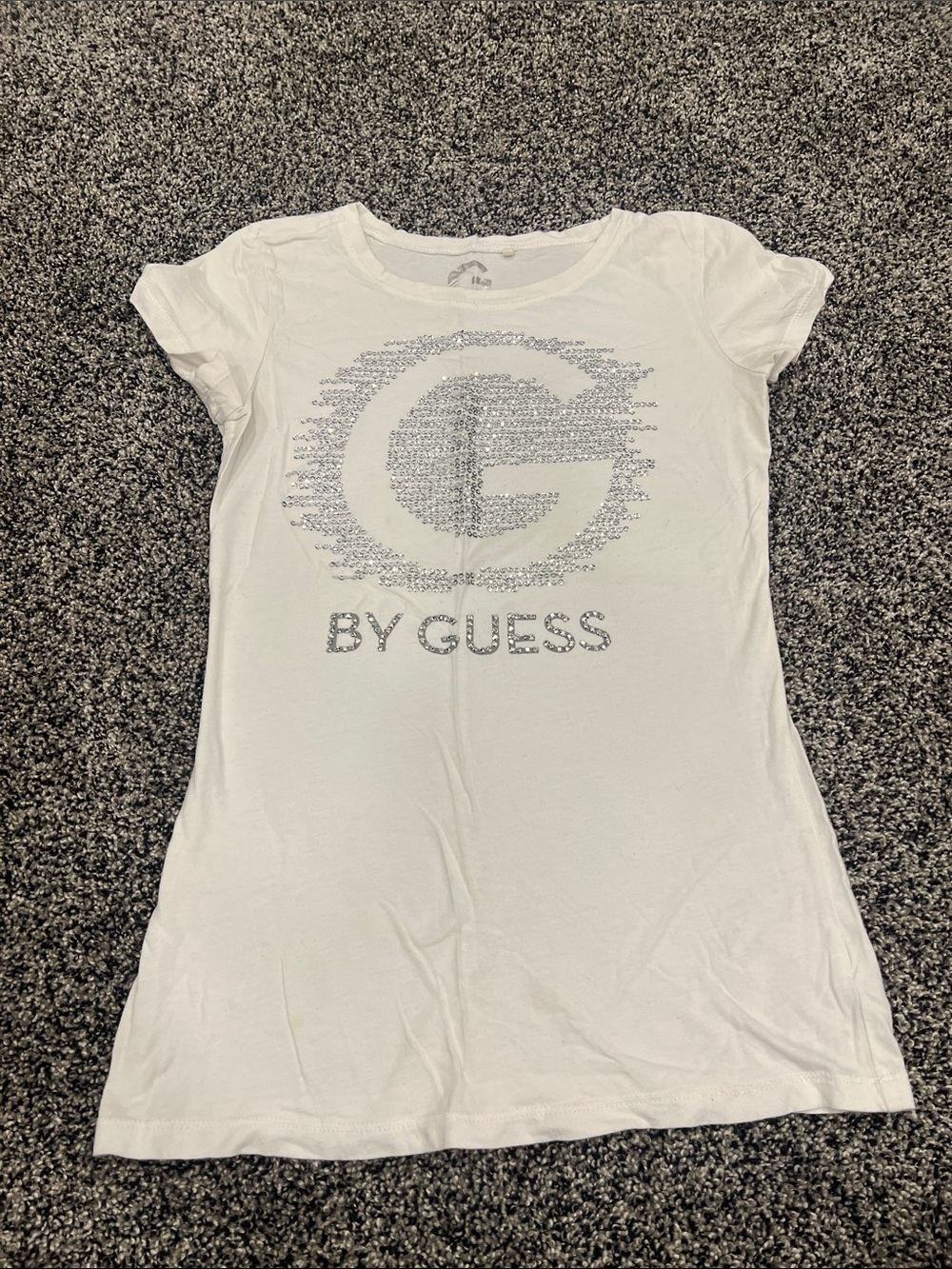 Guess White Tee Dress with Silver G Logo